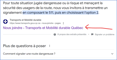 Joindre Transports Québec